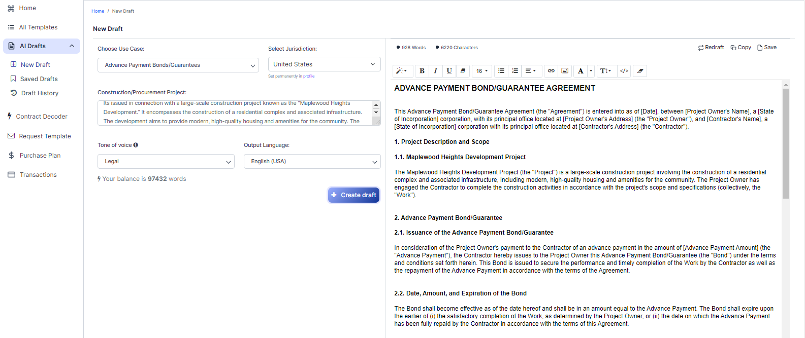 Advance Payment Bonds/Guarantees template