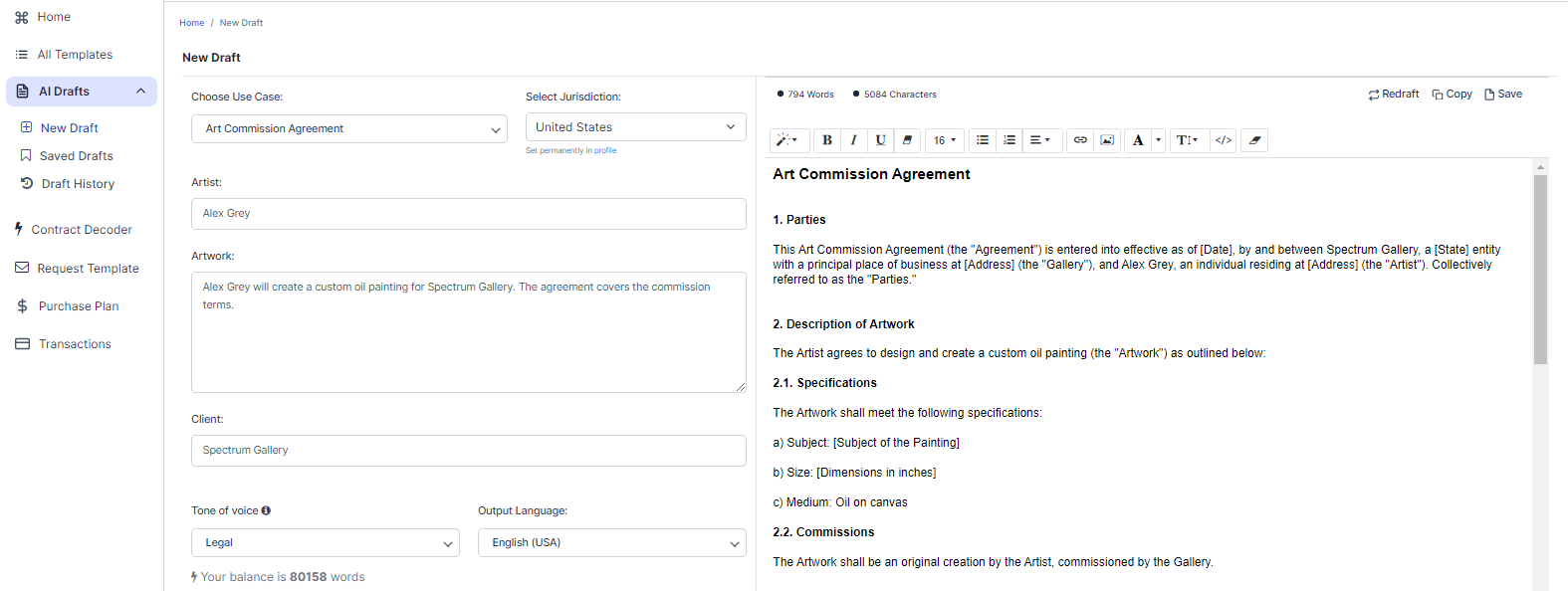 Art Commission Agreement template