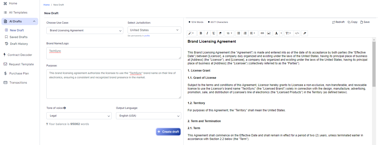 Brand Licensing Agreement template