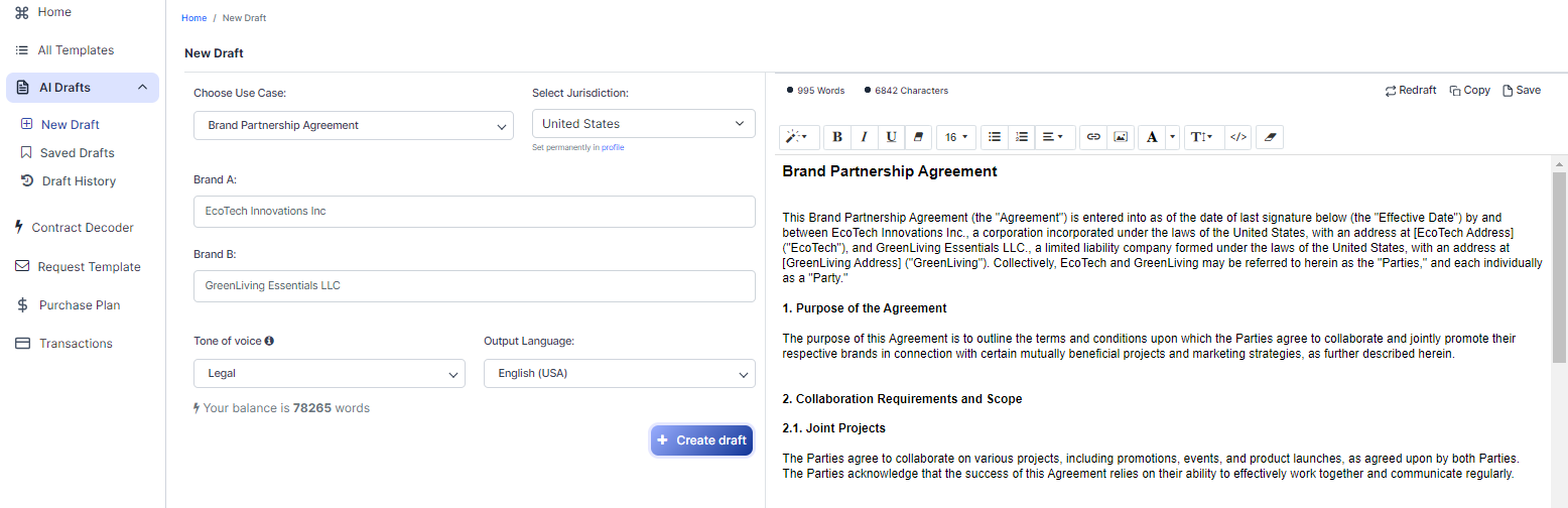 Brand Partnership Agreement template