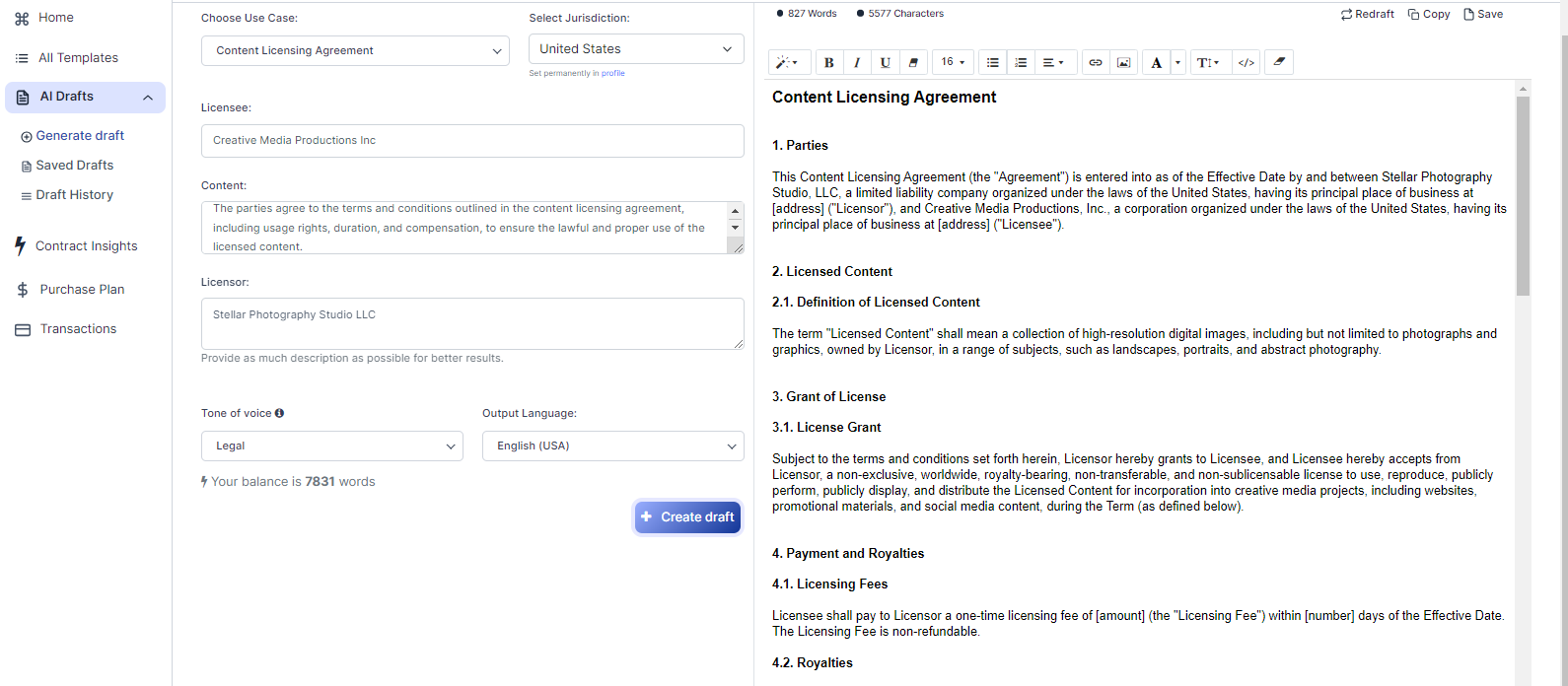 Content Licensing Agreement template