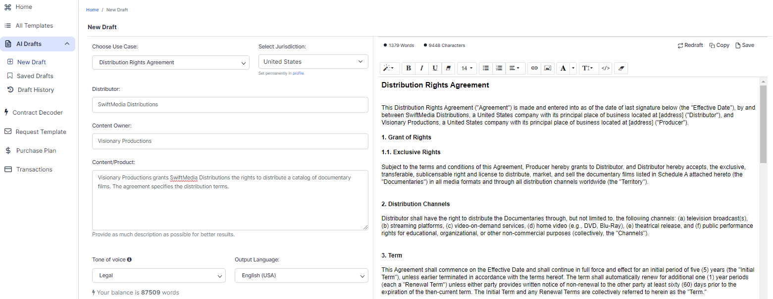 Distribution Agreement template