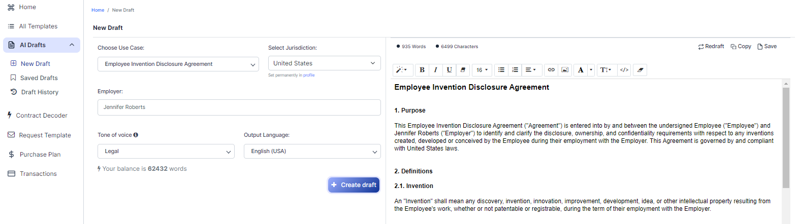 Employee Invention Disclosure Agreement template