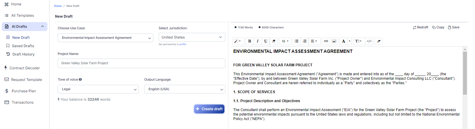 Environmental Impact Assessment Agreement template