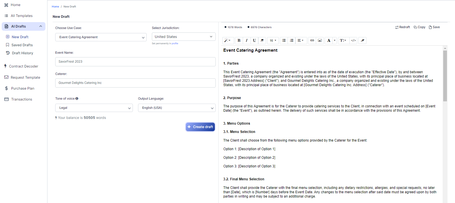 Event Catering Agreement template