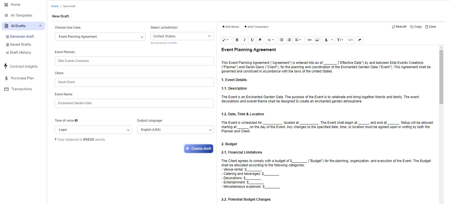 Event Planning Agreement template