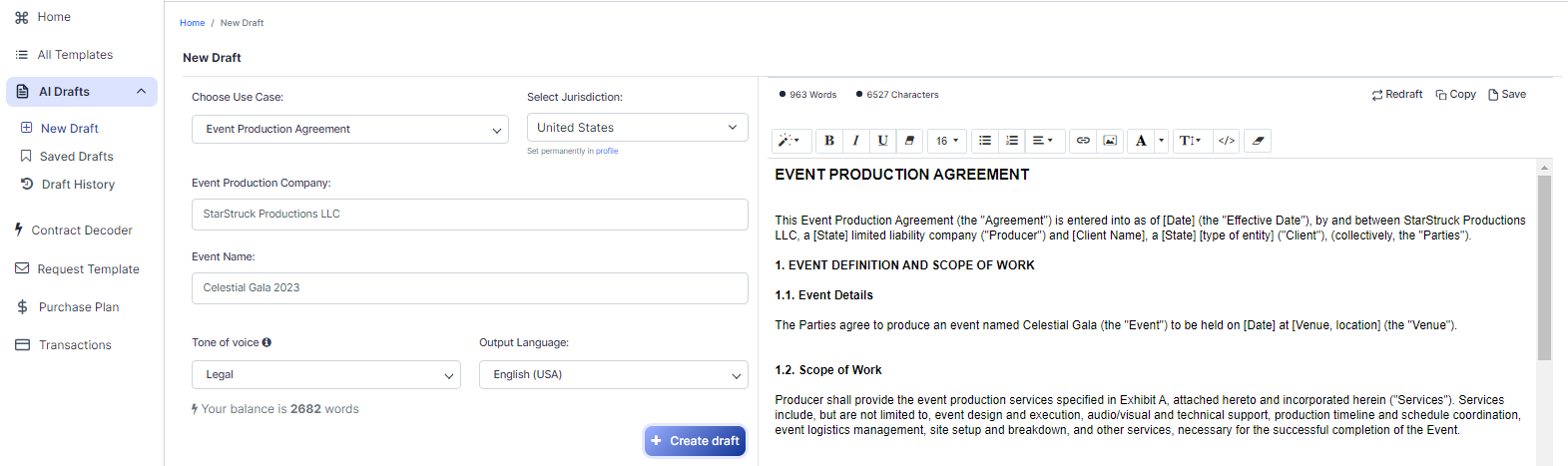 Event Production Agreement template