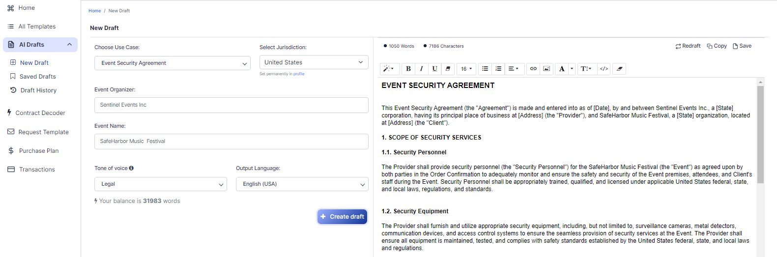 Event Security Agreement template