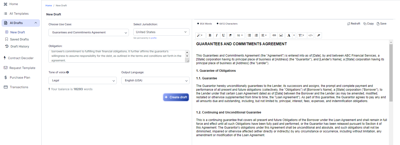 Guarantees and Commitments Agreement template