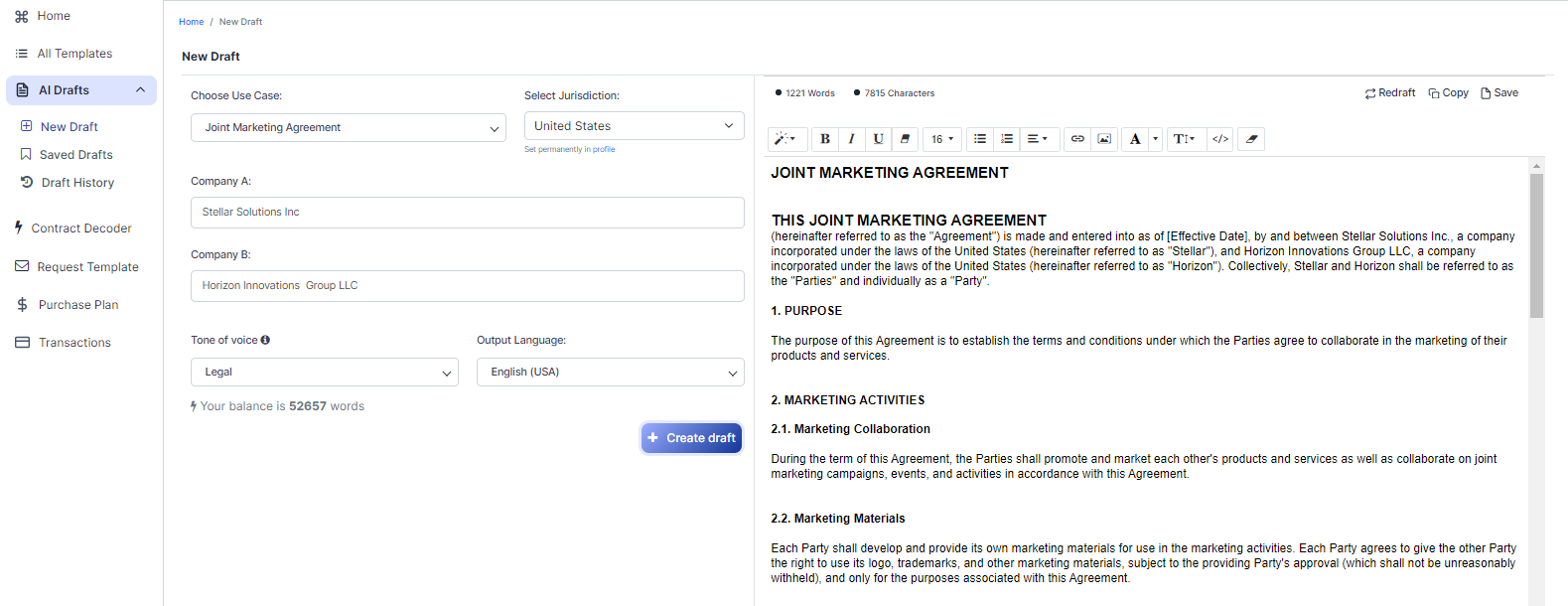 Joint Marketing Agreement template