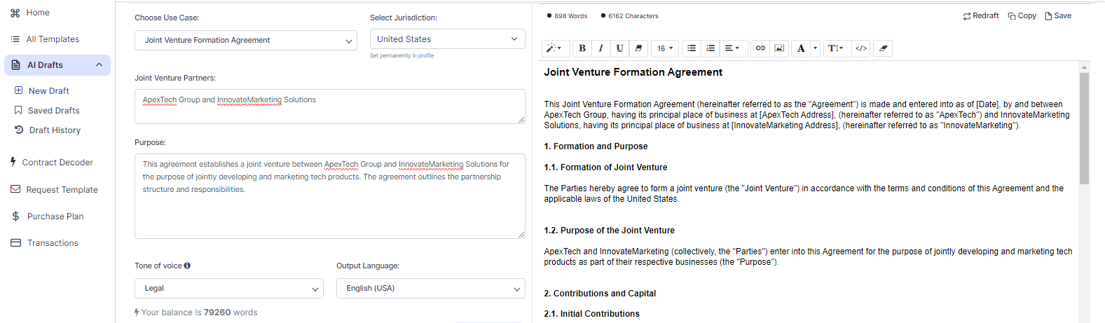 Joint Venture Formation Agreement template
