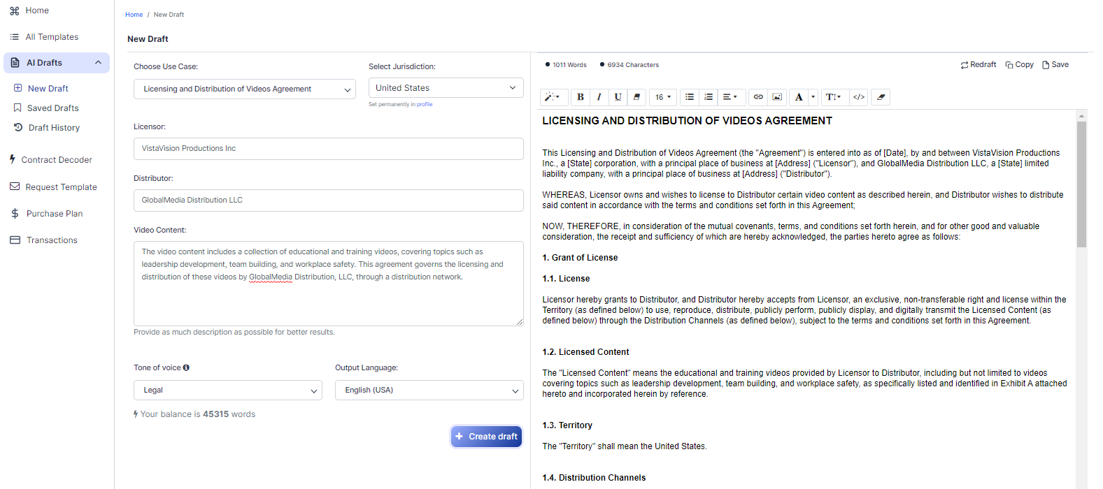 Licensing and Distribution of Videos Agreement template