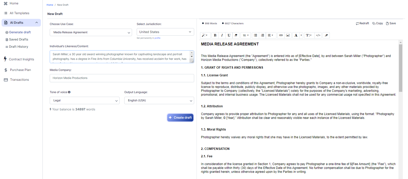 Media Release Agreement template