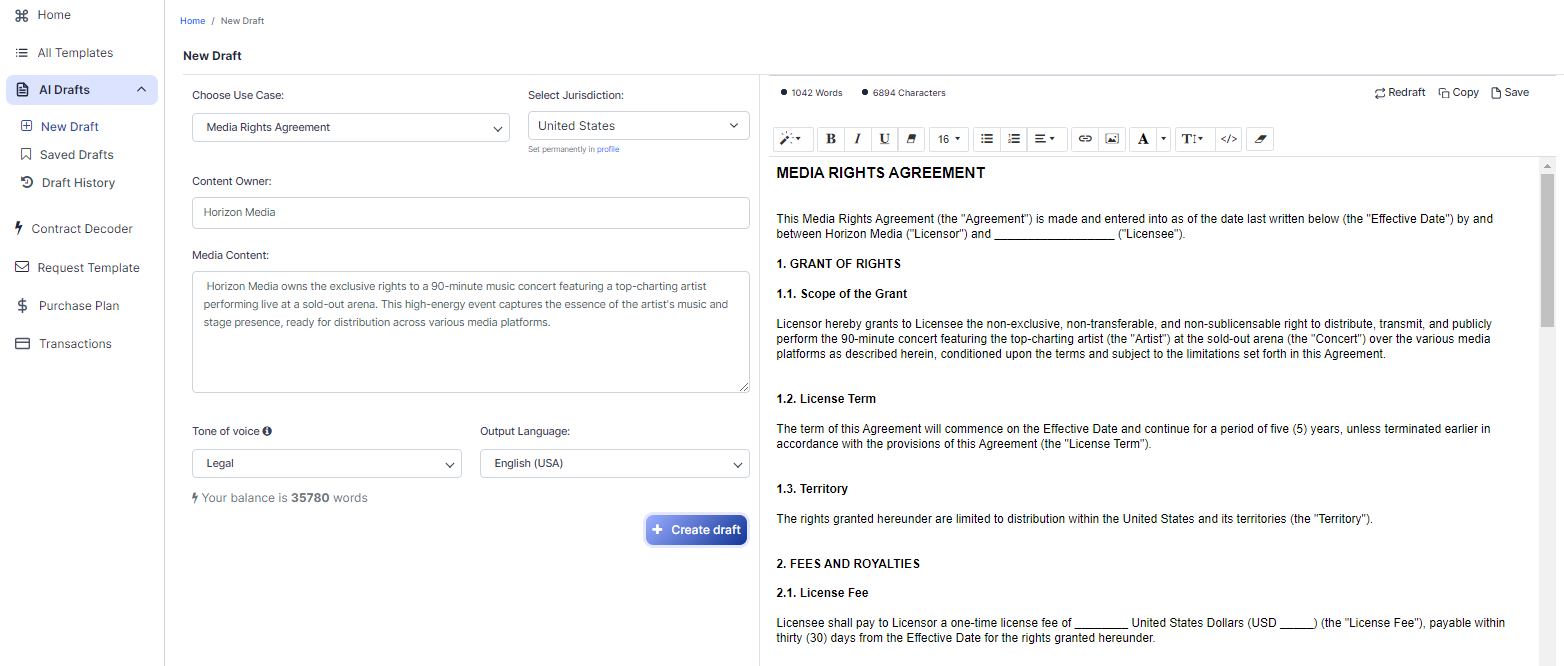 Media Production Agreement template