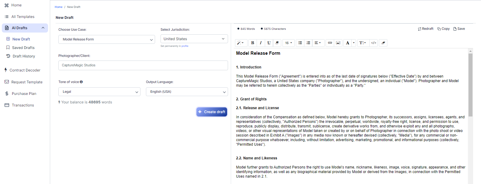 Model Release Form template