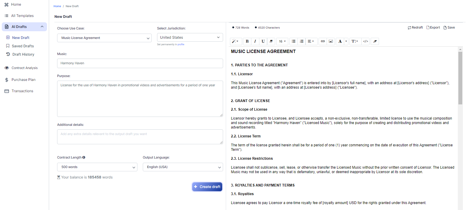 Music License Agreement template