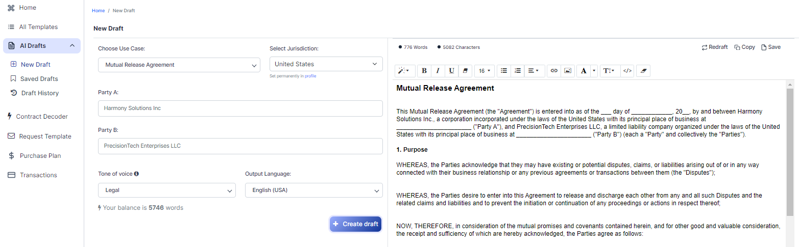 Create Mutual Release Agreement Online Samples Templates etc
