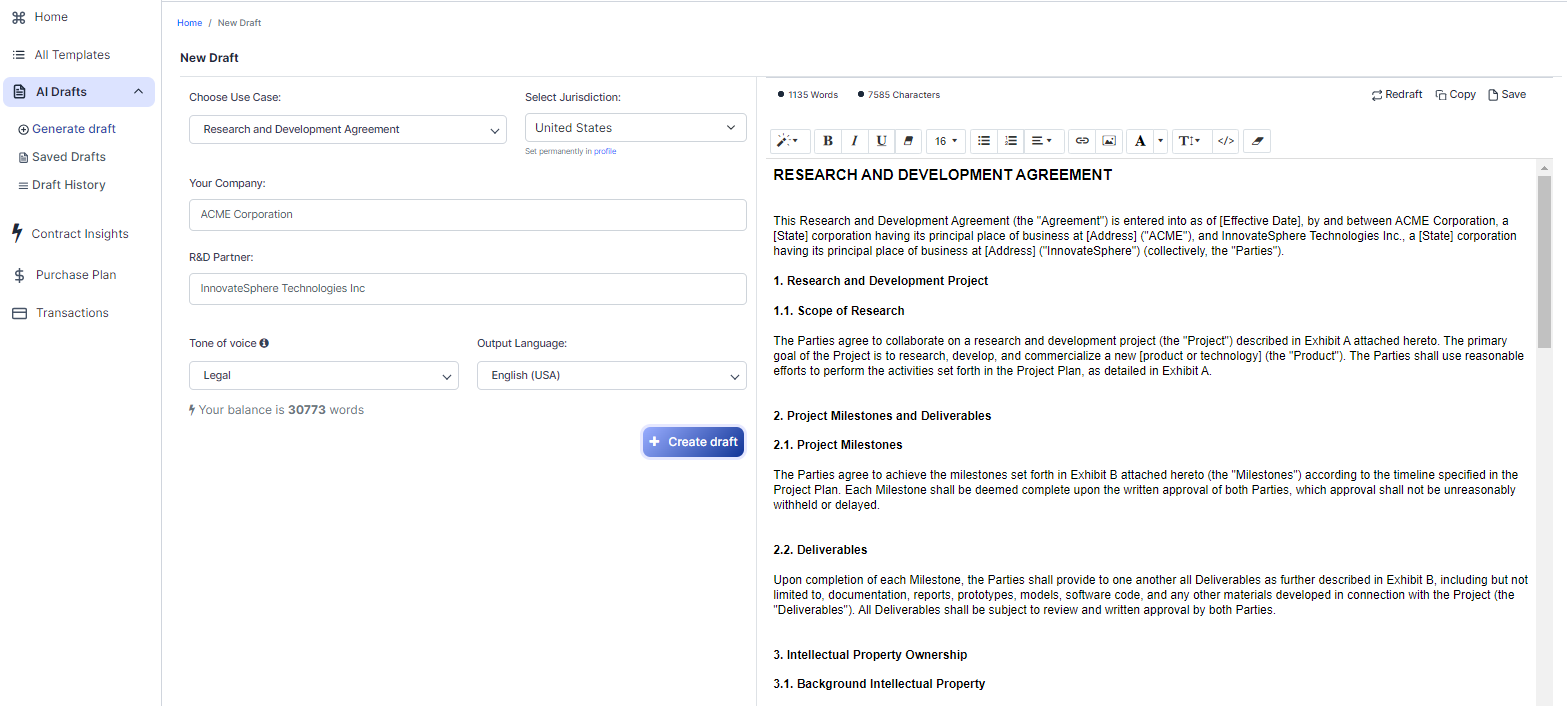 Research and Development Agreement template