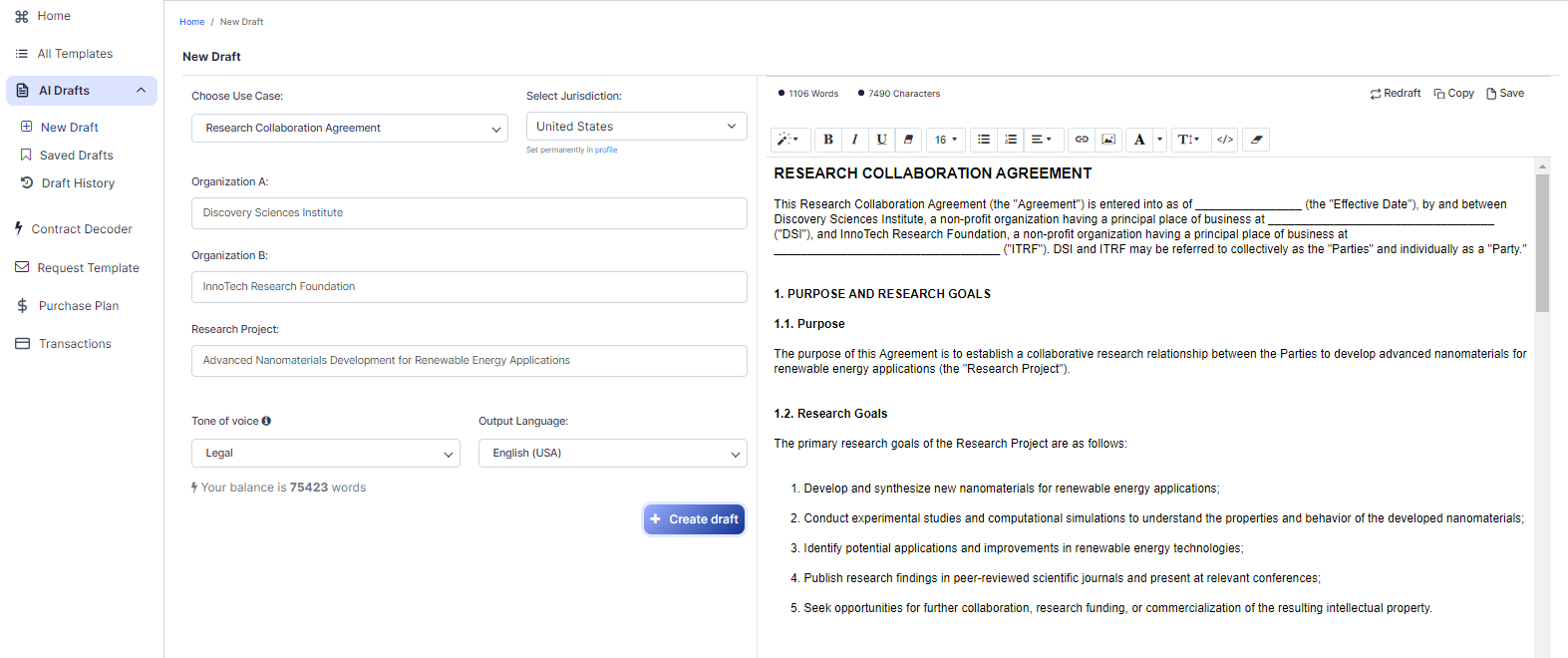 Research Collaboration Agreement template