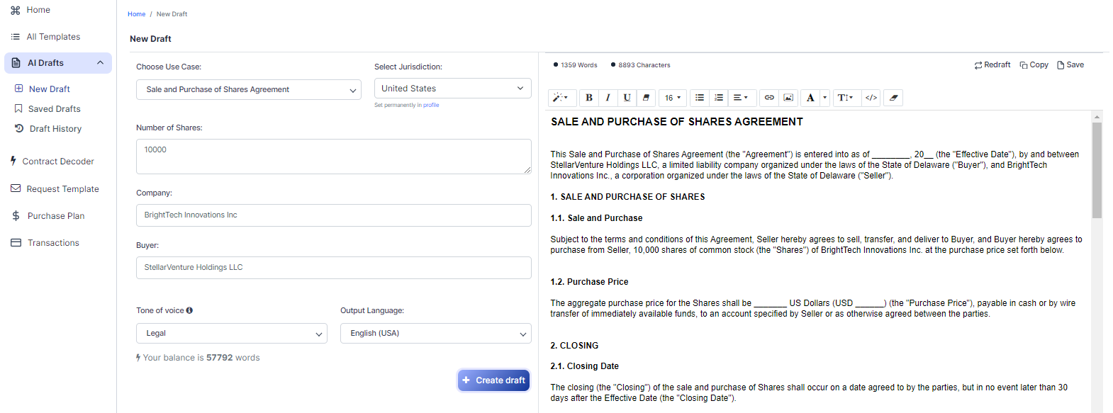 Sale and Purchase of Shares Agreement template