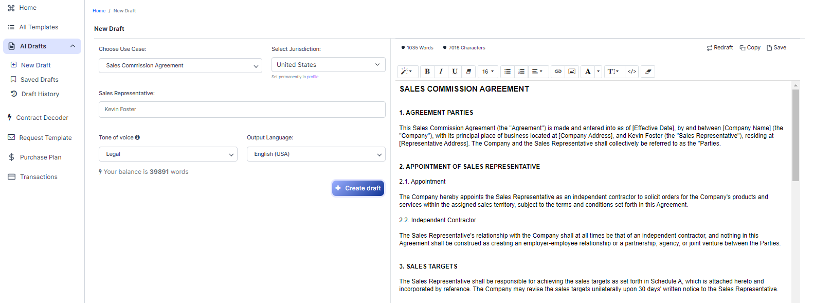 Sales Commission Agreement template