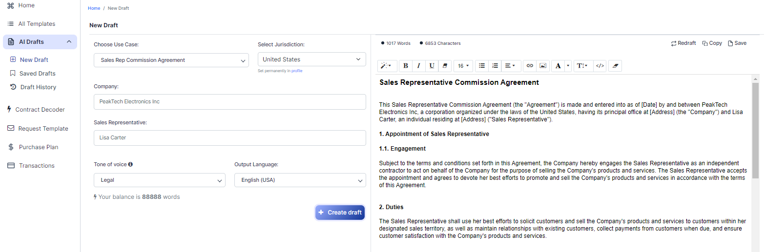 Sales Rep Commission Agreement template