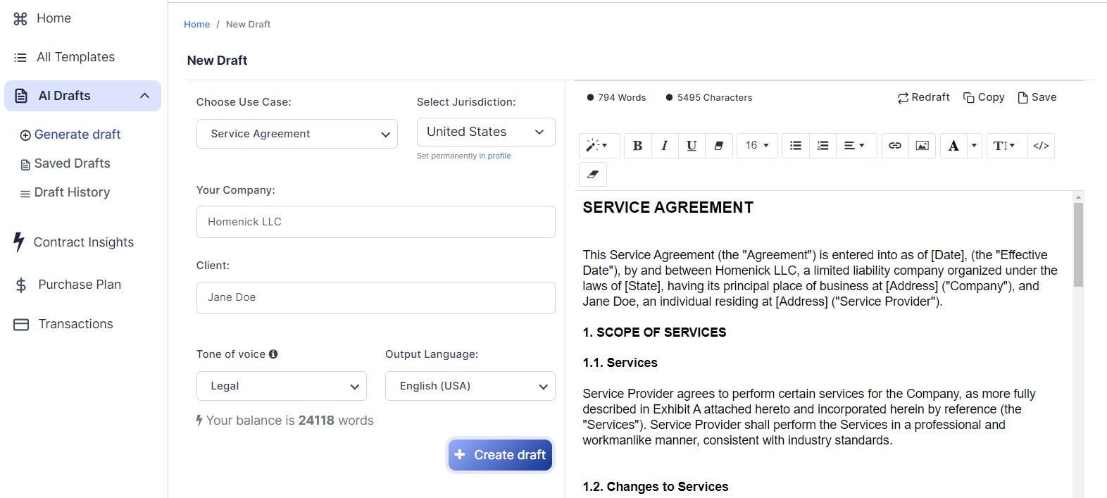 Service Agreement template