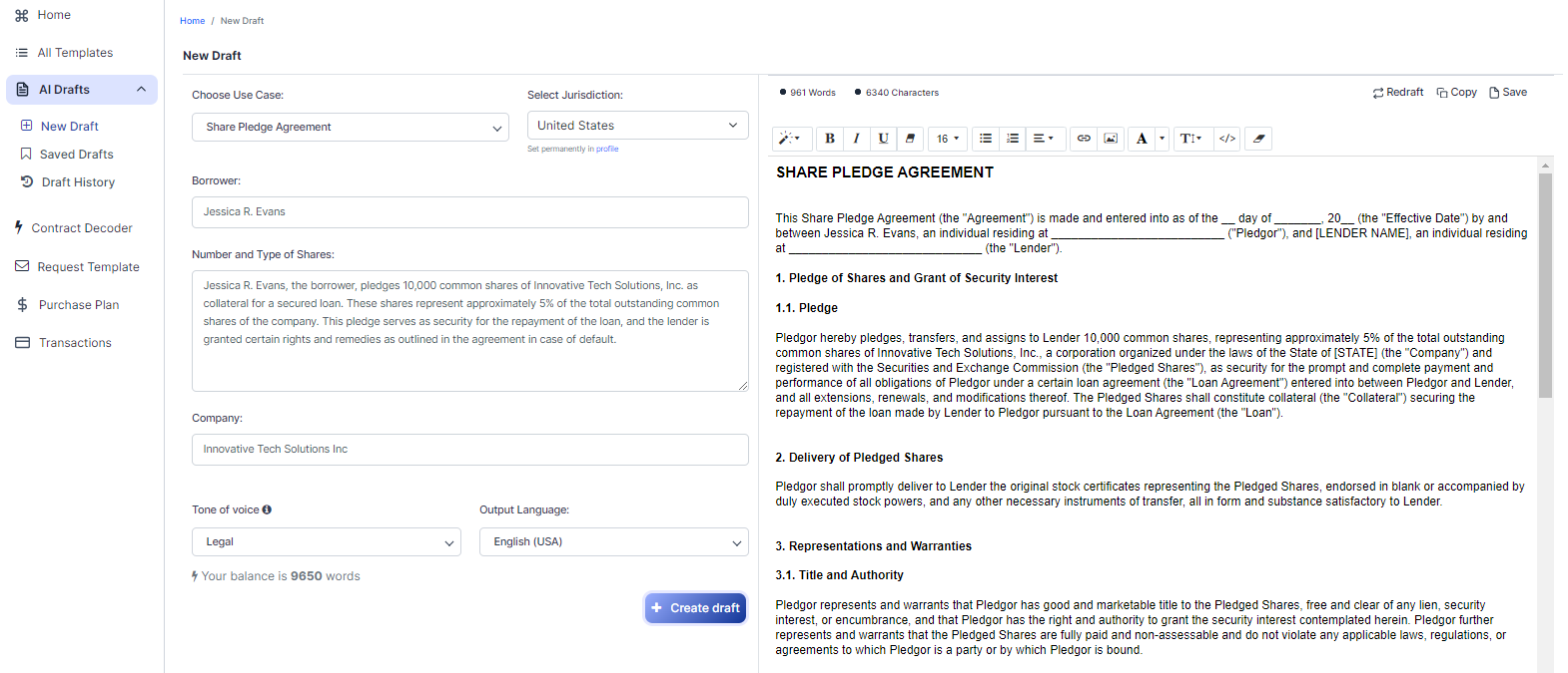 Share Pledge template