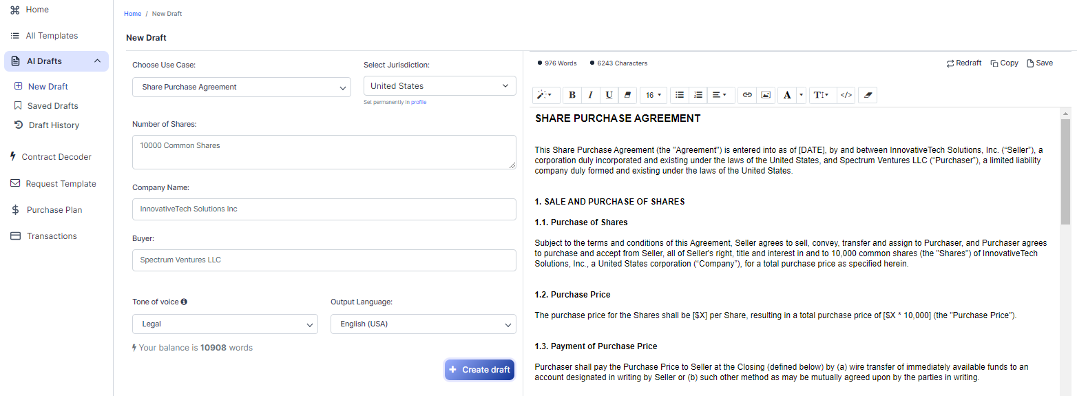 Share Purchase Agreement template