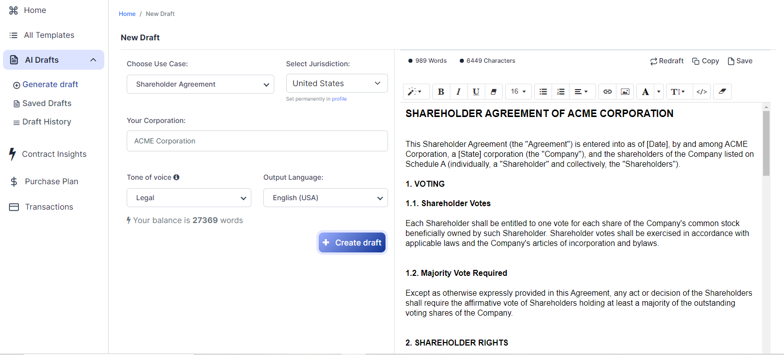 Shareholder Agreement template