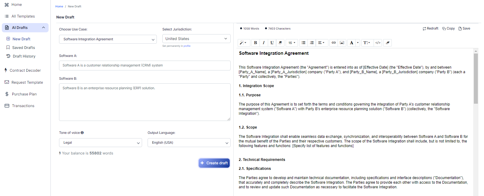 Software Integration Agreement template