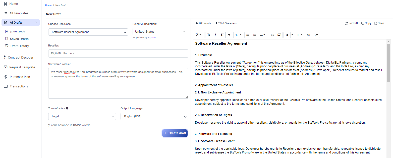 Software Reseller Agreement template