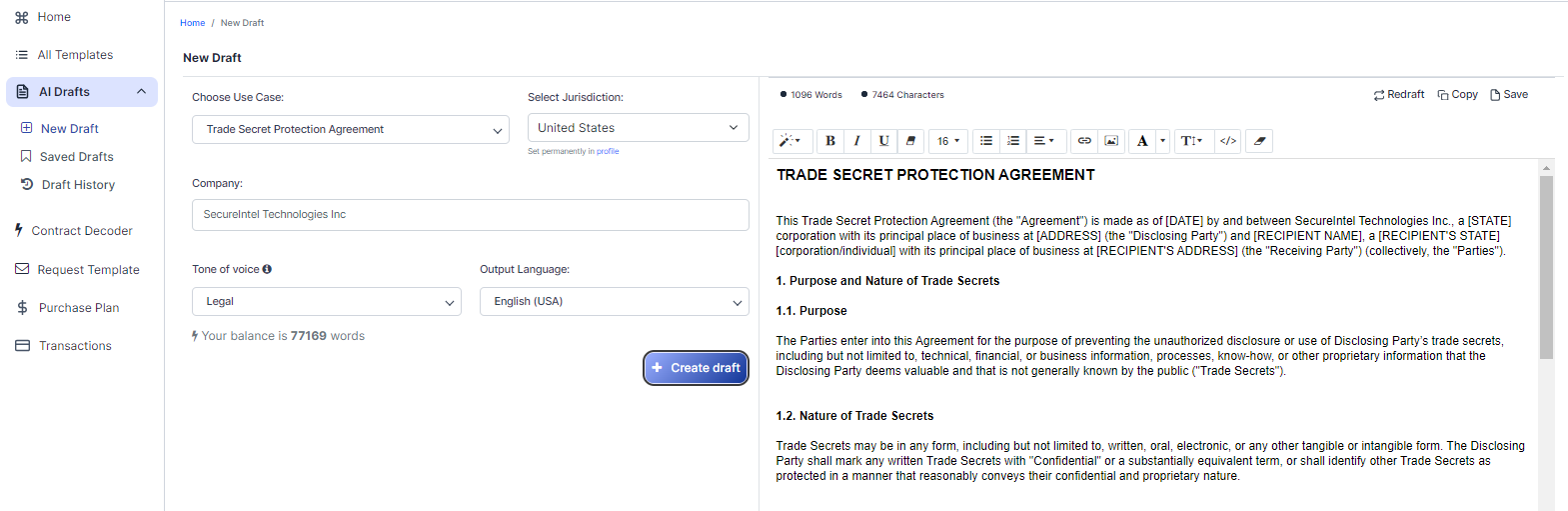 Trade Secret Protection Agreement template