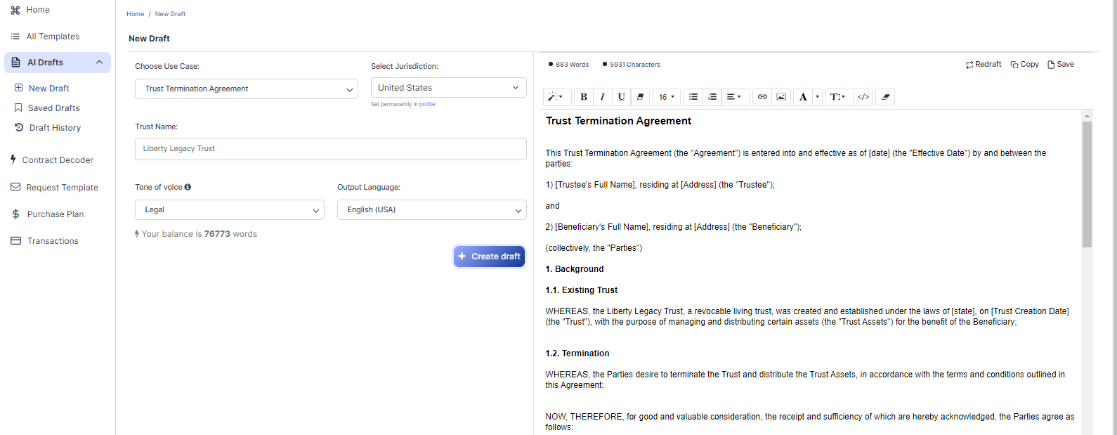 Trust Termination Agreement template